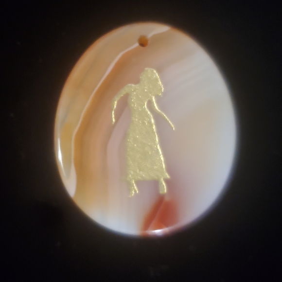 New Hand Carved Virgo Red Onyx Agate Oval Pendant Amulet. - Picture 3 of 13